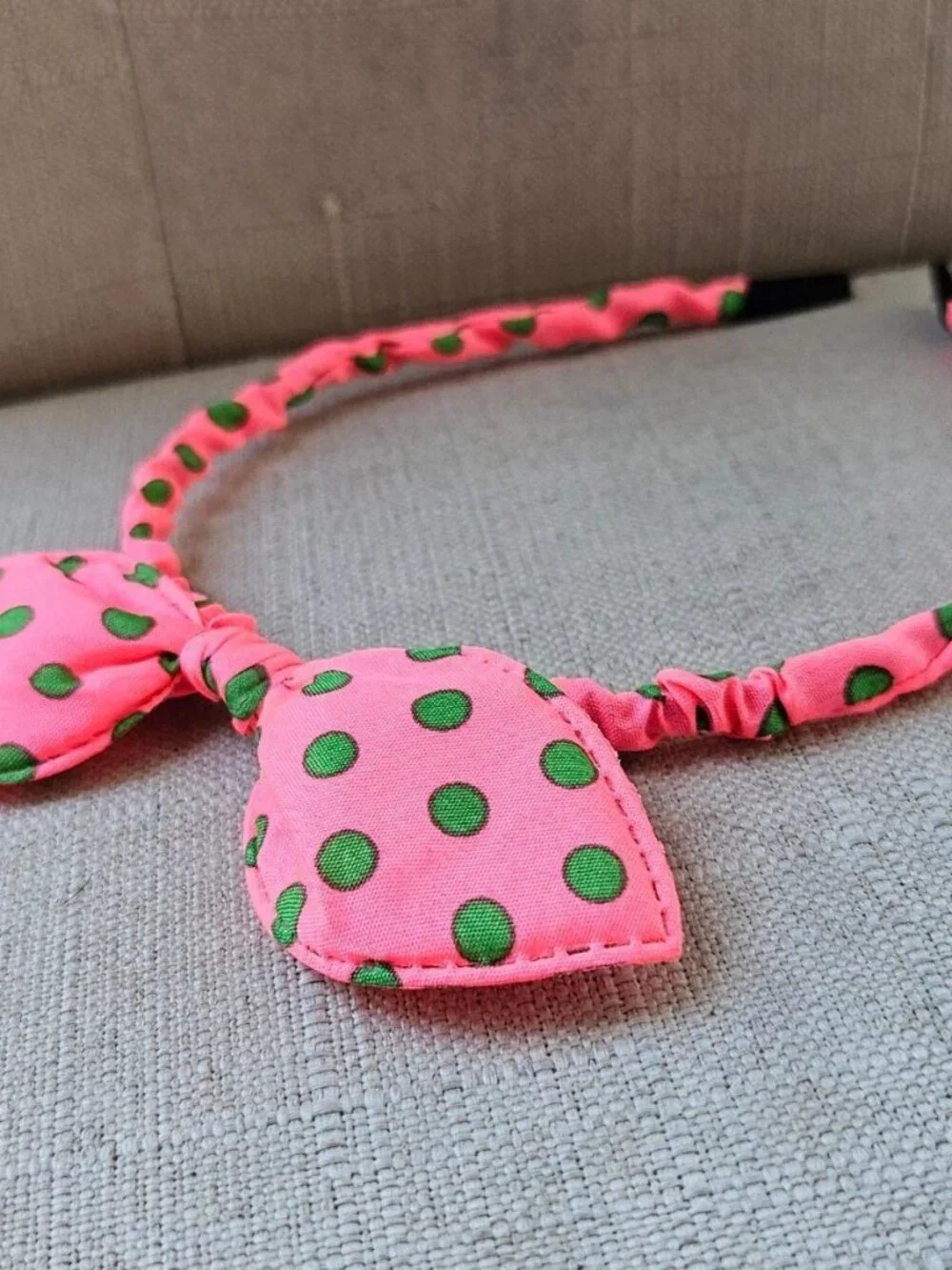 Pink Hairband Green Polka Dots Hair Accessories Hair Band Bunny Ear Shape